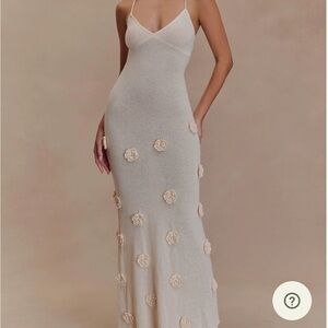 MESHKI Suki Knit Maxi Dress with Flowers - Nude (NWT)